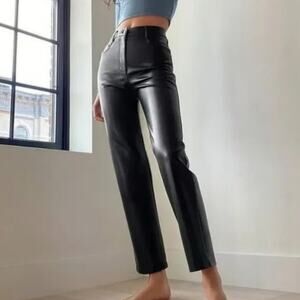 Aritzia The Melina Wilfred Black Vegan Faux Leather High Rise Pants Size 6